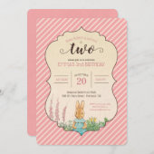 Peter Rabbit | Baby Girl's Second Birthday Einladung (Vorne/Hinten)