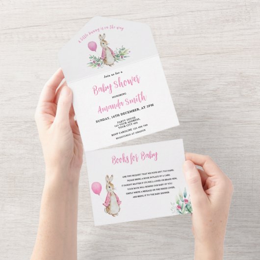Peter Rabbit Baby Shower All In One Einladung (Abreißen)