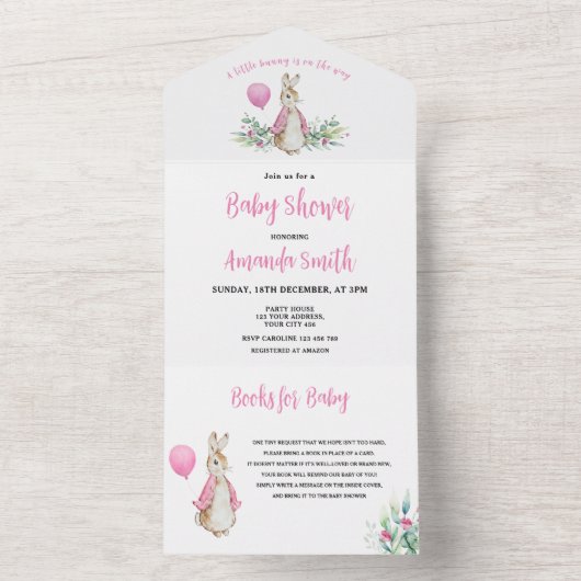Peter Rabbit Baby Shower All In One Einladung (Innen Boden)