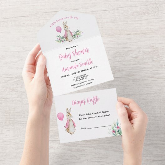Peter Rabbit Baby Shower All In One Einladung (Abreißen)