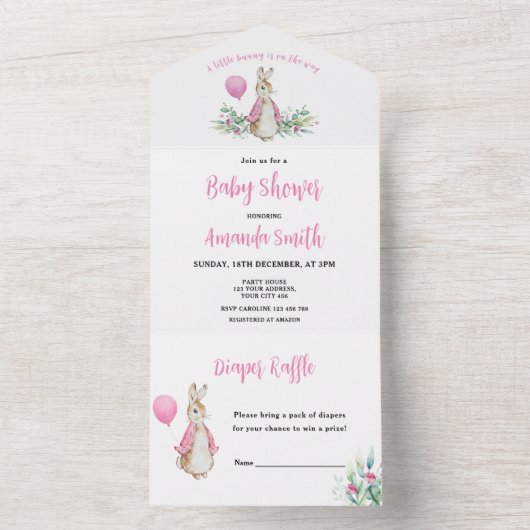 Peter Rabbit Baby Shower All In One Einladung (Innen Boden)