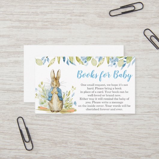 Peter Rabbit Baby Shower Books für Baby Visitenkarte (Vorderseite/Rückseite Beispiel)