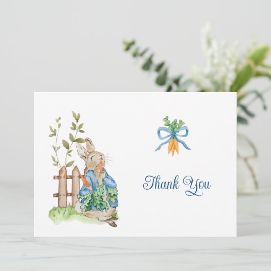 Peter Rabbit Baby Shower Dankeskarte (Stehend Vorderseite)