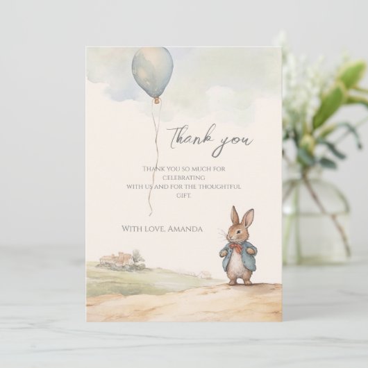 Peter Rabbit Baby Shower Dankeskarte (Stehend Vorderseite)