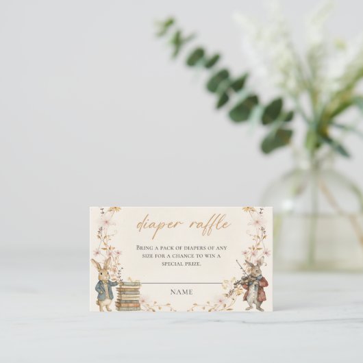 Peter Rabbit Baby Shower Diaper Raffle Begleitkarte (Stehend Vorderseite)