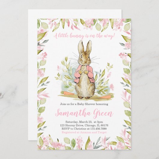 Peter Rabbit Baby Shower Einladung (Vorne/Hinten)