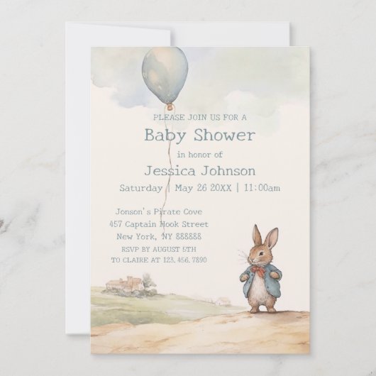 Peter Rabbit Baby Shower Einladung (Vorderseite)