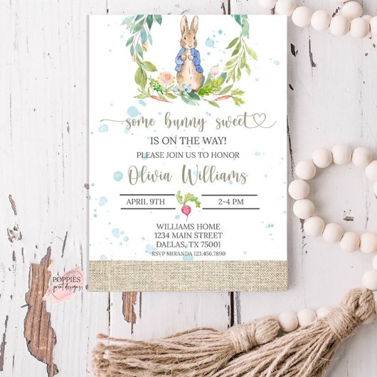 Peter Rabbit Baby Shower Einladung