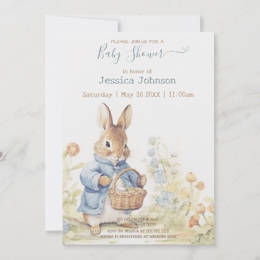 Peter Rabbit Baby Shower Einladung (Vorderseite)