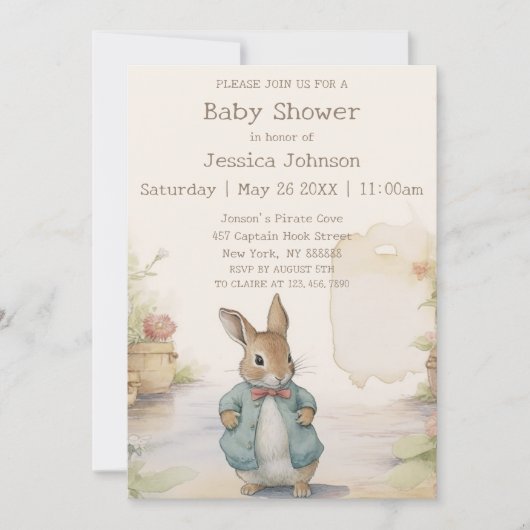 Peter Rabbit Baby Shower Einladung (Vorderseite)
