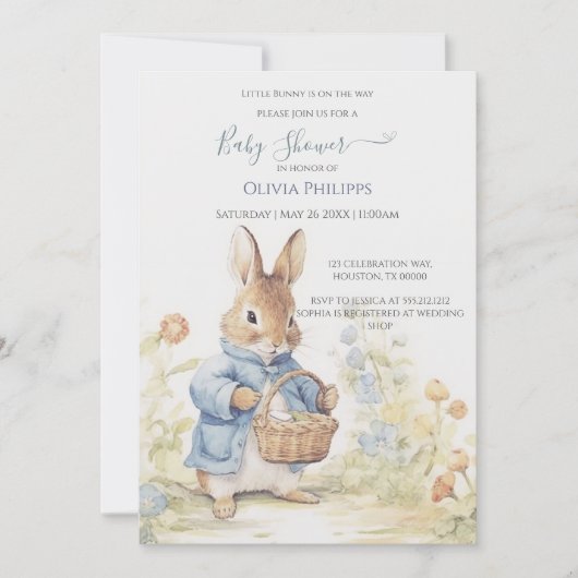 Peter Rabbit Baby Shower Einladung (Vorderseite)