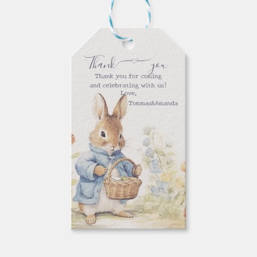 Peter Rabbit Baby Shower Geschenkanhänger (Vorderseite)