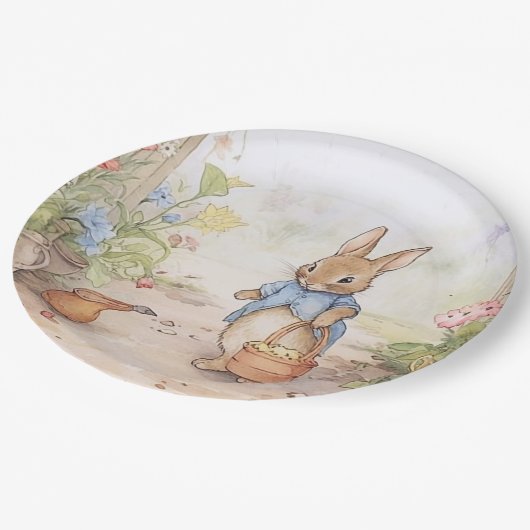 Peter Rabbit Baby Shower Pappteller (Schrägansicht)