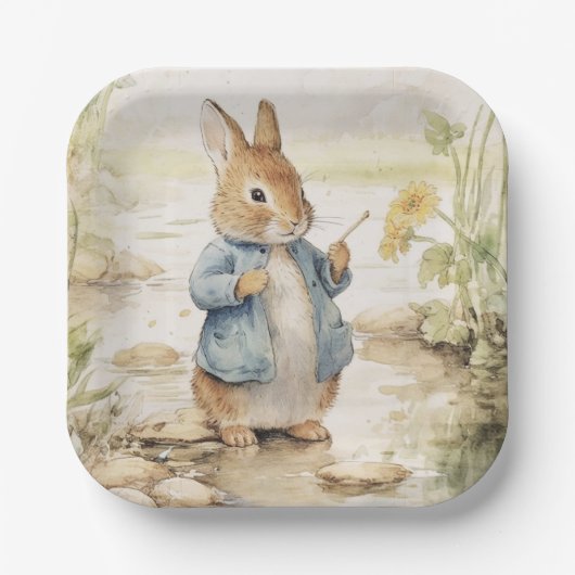 Peter Rabbit Baby Shower Pappteller (Vorderseite)