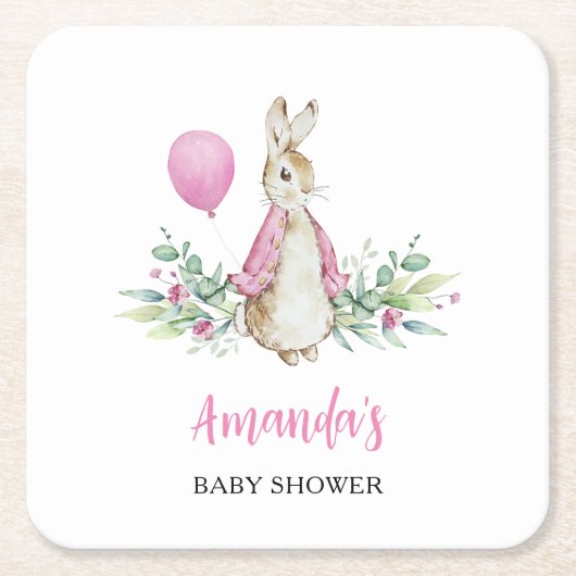 Peter Rabbit Baby Shower Rechteckiger Pappuntersetzer (Vorderseite)