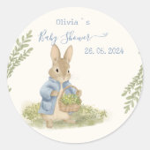 Peter Rabbit Baby Shower Runder Aufkleber (Vorderseite)