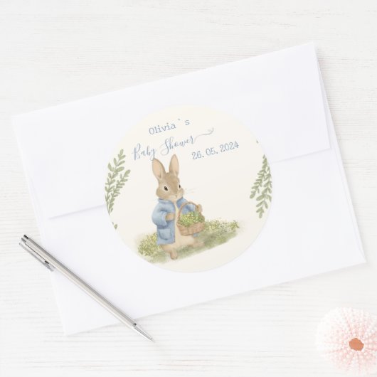 Peter Rabbit Baby Shower Runder Aufkleber (Umschlag)
