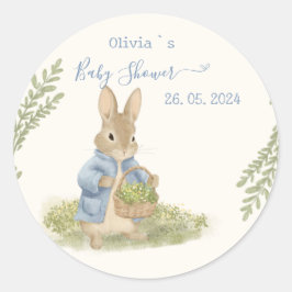 Peter Rabbit Baby Shower Runder Aufkleber