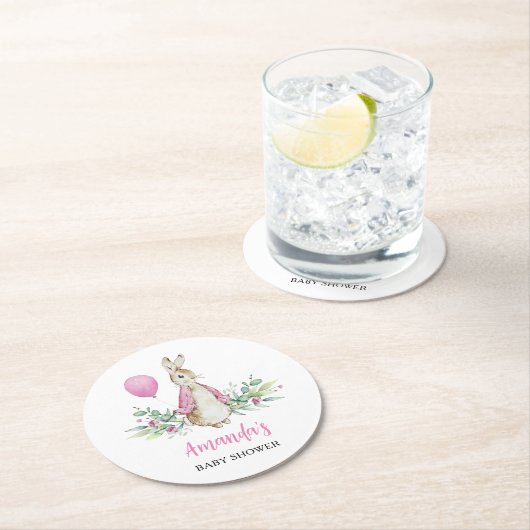 Peter Rabbit Baby Shower Runder Pappuntersetzer (Vor Ort)