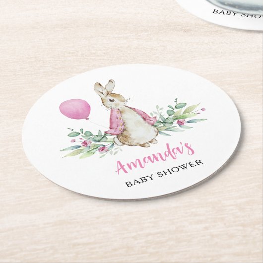 Peter Rabbit Baby Shower Runder Pappuntersetzer (Angewinkelt)