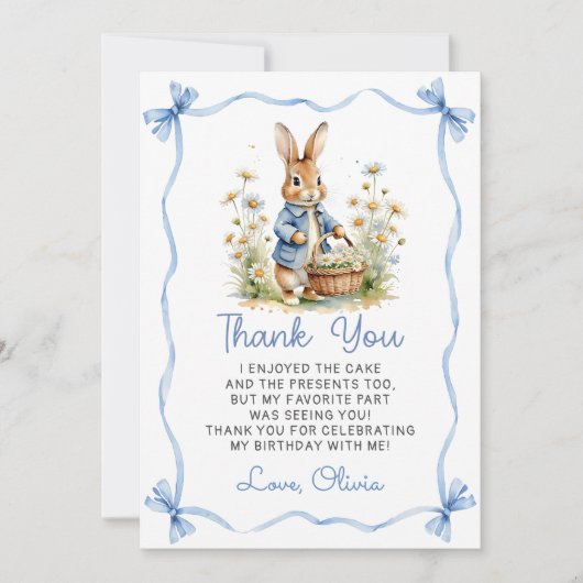 Peter Rabbit Baby Shower Thank You Card Dankeskarte (Vorderseite)