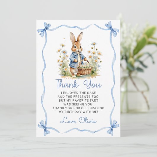 Peter Rabbit Baby Shower Thank You Card Dankeskarte (Stehend Vorderseite)