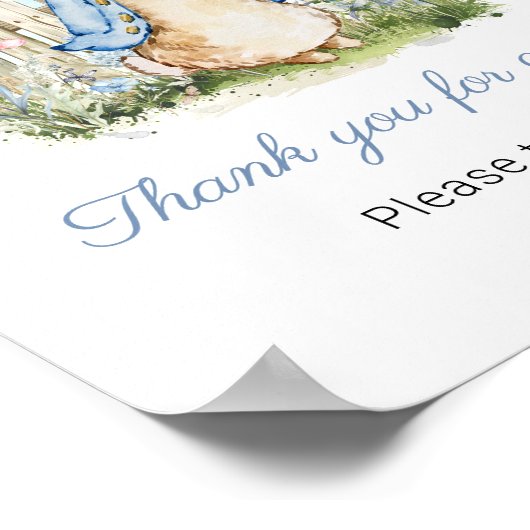 Peter Rabbit Baby Shower Vielen Dank für Ihre Lieb Poster (Ecke)
