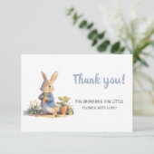 Peter Rabbit Baby Shower Vielen Dank Karte (Stehend Vorderseite)