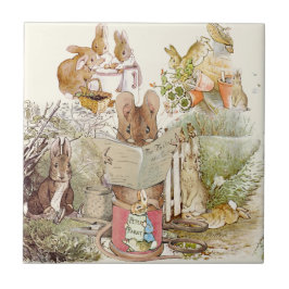 Peter Rabbit Beatrix Potter Collage Vintag Fliese