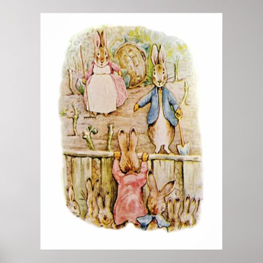 Peter Rabbit Benjamin und Flopsy Bunny Beatrix Pot Poster (Vorne)