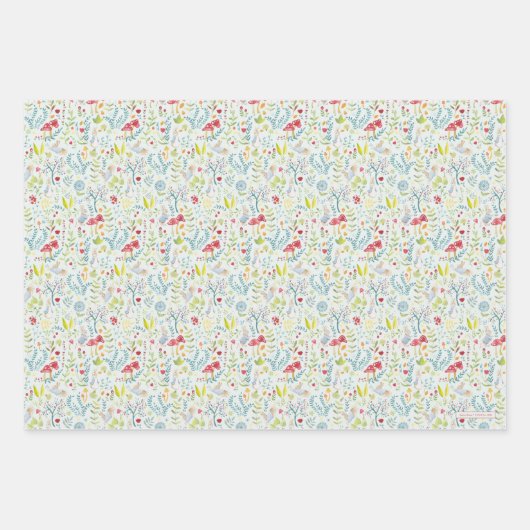 Peter Rabbit | Bezaubertes Wasserfarbmuster Geschenkpapier Set (Vorderseite)