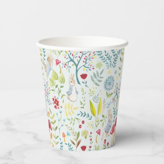 Peter Rabbit | Bezaubertes Wasserfarbmuster Pappbecher (Rückseite)