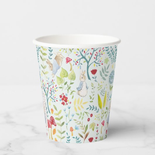 Peter Rabbit | Bezaubertes Wasserfarbmuster Pappbecher (Vorderseite)