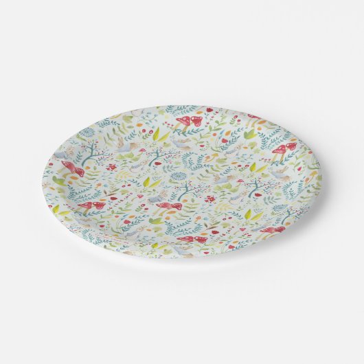 Peter Rabbit | Bezaubertes Wasserfarbmuster Pappteller (Schrägansicht)