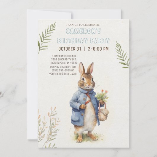 Peter Rabbit Birthday Einladung (Vorderseite)