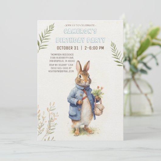 Peter Rabbit Birthday Einladung (Stehend Vorderseite)