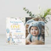 Peter Rabbit Birthday Foto Einladung (Stehend Vorderseite)