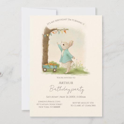 Peter Rabbit Birthday & Game Einladung (Vorderseite)