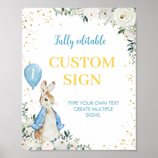 Peter Rabbit Birthday Party Custom Sign Poster (Vorne)