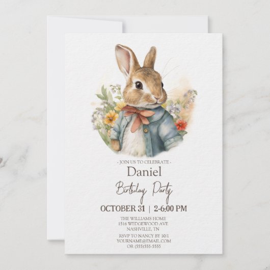 Peter Rabbit Birthday Party Einladung (Vorderseite)