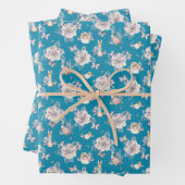 Peter Rabbit | Blaues Blumengartenmuster Geschenkpapier Set (Beispiel)