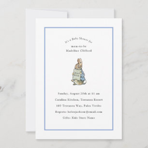 Peter Rabbit Blue and White Vintag Baby Shower Einladung
