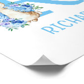Peter Rabbit Blue Baby Name Poster (Ecke)