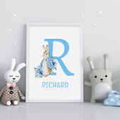 Peter Rabbit Blue Baby Name Poster