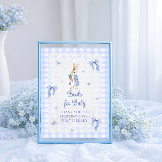Peter Rabbit Blue Bow Baby Shower Books for Baby Poster
