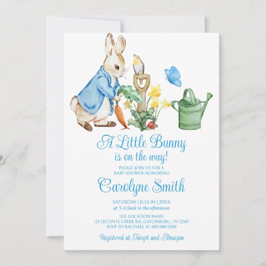 Peter Rabbit Blue Boy Baby Shower Einladung (Vorderseite)
