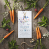Peter Rabbit Blue Boy Floral Baby Showeinladung Dankeskarte