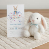Peter Rabbit Blue Boy Floral Baby Showeinladung Dankeskarte