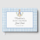 Peter Rabbit Blue Gingham Baby Shower Gästebuch (Vorderseite)