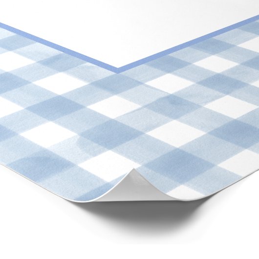 Peter Rabbit Blue Gingham Baby Shower Welcome Poster (Ecke)